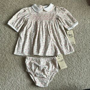 Ralph Lauren girls floral collared dress with matching bloomers NWT